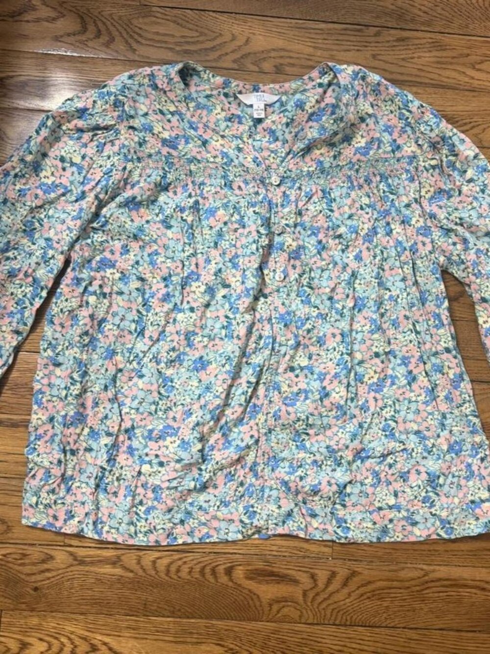 Time&Tru Floral button up shirt Size L (10-12) #floral #shirt